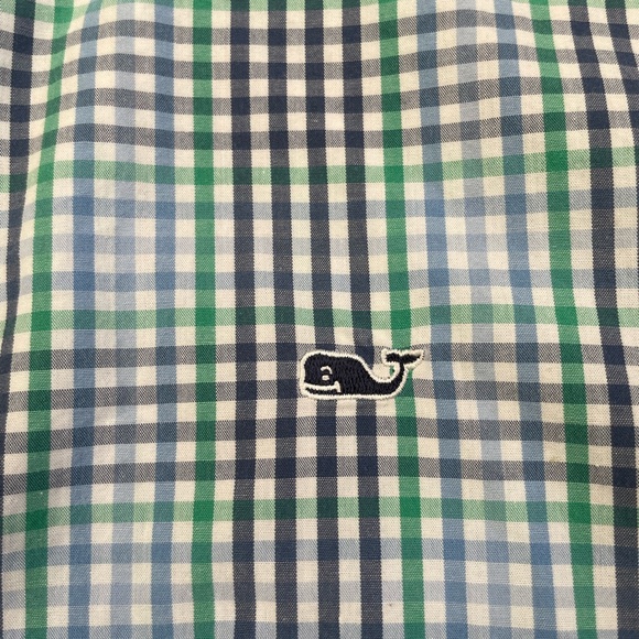✨HOST PICK✨ VINEYARD VINES Slim Fit Whale Shirt L 100% Cotton Blue Gingham EUC - Picture 5 of 11